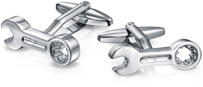 Bling Jewelry Stainless Steel Cufflink Set(Silver)