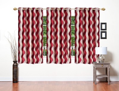 

Stella Creations 154 cm (5 ft) Polyester Window Curtain (Pack Of 3)(Printed, Maroon)