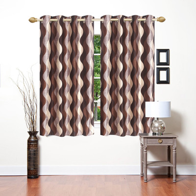 

Stella Creations 154 cm (5 ft) Polyester Window Curtain (Pack Of 2)(Printed, Brown)