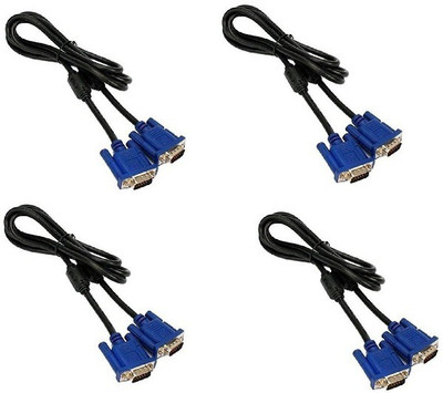 

Qthreee Set of 4 High Speed 3+5 Quality 15 Pin Male to Male 1.4 Meter VGA Cable(Black, Blue)