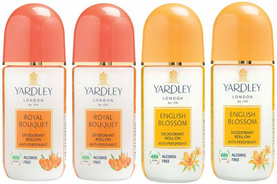 

Yardley London 2 Royal Bouquet and 2 English Blossom Deodorant Roll-on - For Men & Women(Pack of 4) Deodorant Roll-on - For Men & Women(200 ml, Pack of 4)