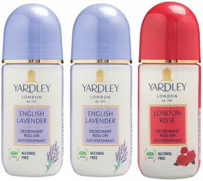 

Yardley London 2 English Lavender and 1 London Rose Deodorant Roll-on - For Men & Women(Pack of 3) Deodorant Roll-on - For Men & Women(150 ml, Pack of 3)