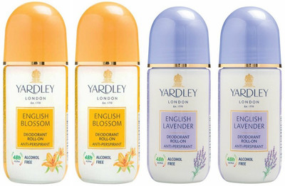 

Yardley London 2 English Blossom and 2 English Lavender Deodorant Roll-on - For Men & Women(Pack of 4) Deodorant Roll-on - For Men & Women(200 ml, Pack of 4)