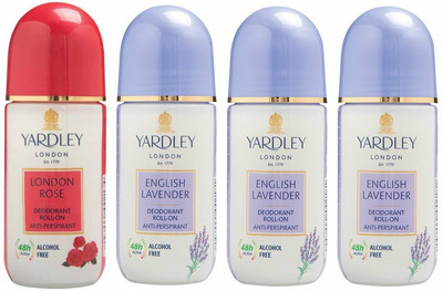 

Yardley London 1 London Rose and 3 English Lavender Deodorant Roll-on - For Men & Women(Pack of 4) Deodorant Roll-on - For Men & Women(200 ml, Pack of 4)