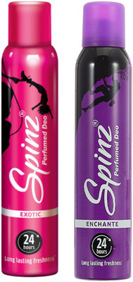 

Spinz Exotic and Enchante Deodorant Body Spray Pack of 2 Combo (150ML each) Deodorant Spray - For Women(300 ml, Pack of 2)