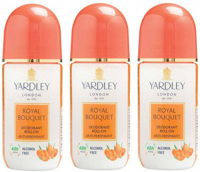 

Yardley London 3 Royal Bouquet Deodorant Roll-on - For Men & Women(Pack of 3) Deodorant Roll-on - For Men & Women(150 ml, Pack of 3)