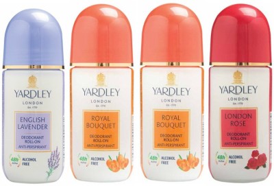 

Yardley London 1 English Lavender, 2 Royal Bouquet and 1 London Rose Deodorant Roll-on - For Men & Women(Pack of 4) Deodorant Roll-on - For Men & Women(200 ml, Pack of 4)