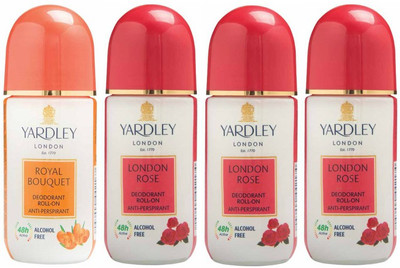 

Yardley London 1 Royal Bouquet and 3 London Rose Deodorant Roll-on - For Men & Women(Pack of 4) Deodorant Roll-on - For Men & Women(200 ml, Pack of 4)