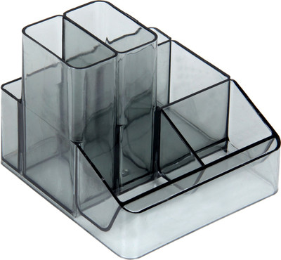 

fab handicraft 6 Compartments Plastic Desk Organizer(Black)