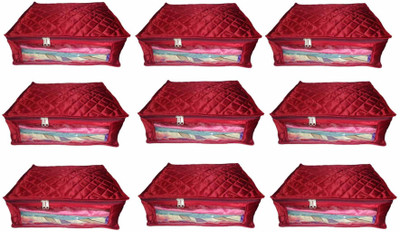 

Afrose High Quality Multipurpose transparent Plain Saree Cover 9PC Capacity 10-15 Units Saree/Blouse Each(Maroon)