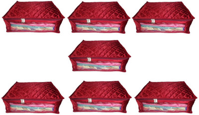 

Afrose High Quality Multipurpose transparent Plain Saree Cover 7PC Capacity 10-15 Units Saree/Blouse Each(Maroon)