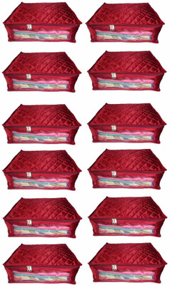 

Afrose High Quality Multipurpose transparent Plain Saree Cover 12PC Capacity 10-15 Units Saree/Blouse Each(Maroon)