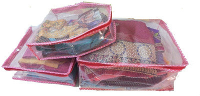 

RK Brands Cover Designer Net Set of Saree Cover, Blouse Cover & Peticot Cover 376(Pink)