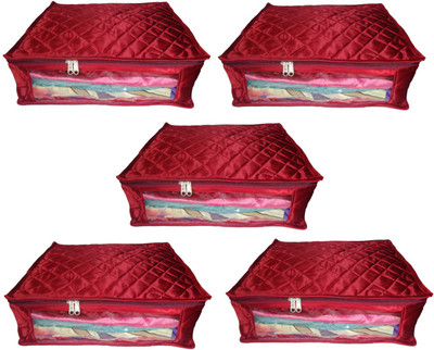 

Afrose High Quality Multipurpose transparent Plain Saree Cover 5PC Capacity 10-15 Units Saree/Blouse Each(Maroon)
