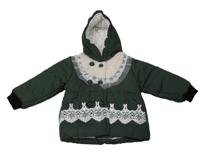 

Cheeseling Full Sleeve Printed Baby Girl's Jacket, Green