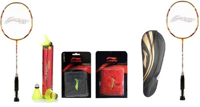 

Li-Ning Combo Of Six- 'Two 'G-Tek 98 I I ' Badminton racket, One 'Turbo T800' Nylon shuttle Cock , Two Wrist band And One Kitbag (Color On Availability)- Badminton Kit