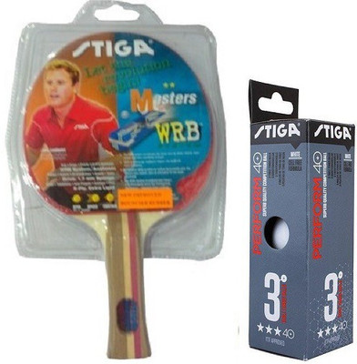

Stiga Combo Of Two, One 'Masters' Table tennis Racquet and One 'Perform 40+' Ping Pong Ball Box (pack of 3)- Table Tennis Kit