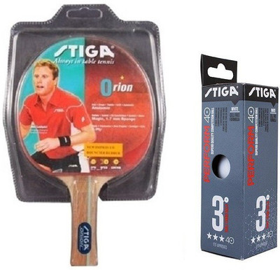 

Stiga Combo Of Two, One 'Orion' Table tennis Racquet and One 'Perform 40+' Ping Pong Ball Box (pack of 3)- Table Tennis Kit