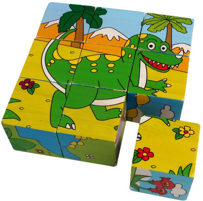 

TALKING GANESHA 9 Piece Colourful Wooden Block Puzzle Dinosaur theme (muticolor)(Multicolor)