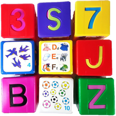 

DUS10 Plastic Square Shape Alphabet & Numbers Match Sorting Cube Blocks(Multicolor)
