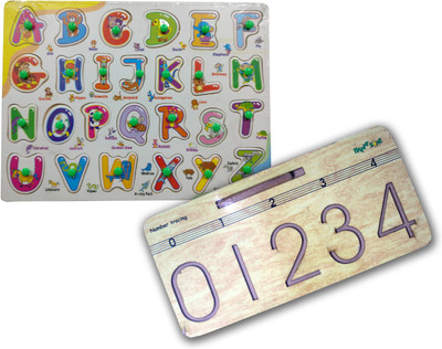 

Ascend Store Combo of Wooden A to Z Capital Letter Puzzle Board and 1 To 10 Number Writing Practice Board(Multicolor)