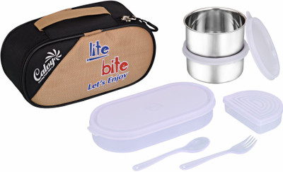 

calvy c-123 2 Containers Lunch Box(500 ml), Blue;brown;grey