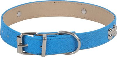 SRI Adjustable Dog Collar With Dog Bone Shape Metal Stud- 2 CM Dog Everyday Collar(, Blue