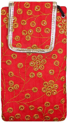 

Bagaholics Ethnic Raw Silk Saree Clutch Waist Clip Ladies Pouch Mobile Pouch(Red)