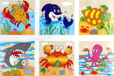 

Akrobo 9 Piece Colorful Wooden Block Picture Puzzle For Toddlers And Small Children, Aquatic(9 Pieces)