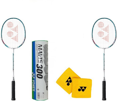 

Yonex Combo Of Five - 'Muscle Power 2' Badminton racket, 'Mavis 300' shuttle Cock,(1/2 dozen) and One Pair wrist Band Multicolor Strung Badminton Racquet(G4 - 3.25 Inches, 95 g)