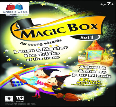 GRAPPLE DEALS Magic Box for young Wizards Learn And Master The Tricks Of The Trade 47 Classic Magic Tricks For Your Kids.