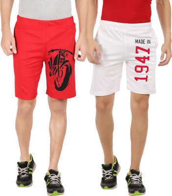 HOTFITS Solid Men Red, White Basic Shorts