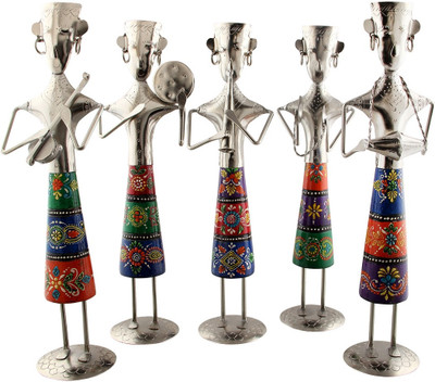 

NG Art Ventura Set of 5 Standing Musicians Decorative Showpiece - 36 cm(Wooden, Iron, Multicolor)
