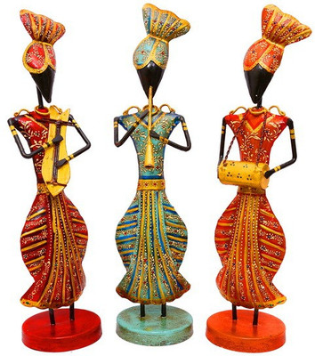 

NG Art Ventura Multicolor Set of 3 Elegant Punjabi Musicians Decorative Showpiece - 43 cm(Wooden, Iron, Multicolor)