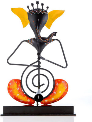 

NG Art Ventura Ganesha Figurine Playing Flute Decorative Showpiece - 38 cm(Wooden, Iron, Multicolor)