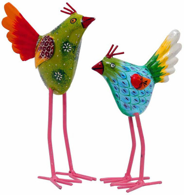

NG Art Ventura Indikala Hand Painted Birds : Set of 2 Decorative Showpiece - 22 cm(Iron, Multicolor)