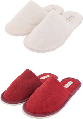 

Travelkhushi Slippers, White & maroon