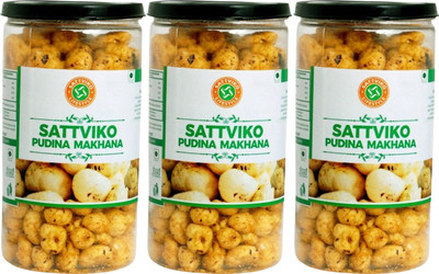 

Sattviko Pudhina Makhana Lite Snacks Pet Jar Pack of 3 - 75 grams(225 g, Pack of 3)