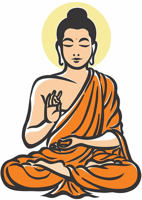 Asmi Collections 85 cm Meditating God Buddha Removable Sticker(Pack of 1)
