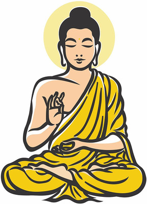 Asmi Collections 85 cm Meditating God Buddha Removable Sticker(Pack of 1)
