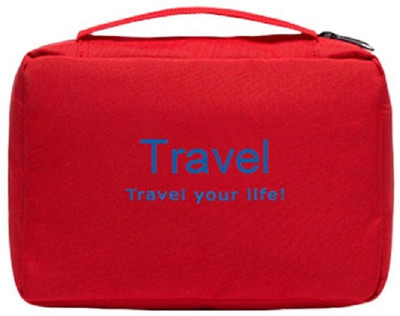 

House of kart Travel Buddy Cosmetic Toiletry Shaving Jewelry Hanging Bag Organizer Red Travel Toiletry Kit(Red)