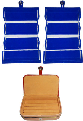 

Funkroo Combo 2 pc blue earring folder and 1 pc ear ring box jewelry vanity box Makeup Vanity Box(Multicolor)