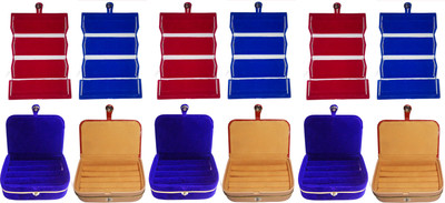 

Funkroo Combo 3 pc blue earring folder 3 pc red ear ring box 3 pc blue ring box and 3 pc ring jewelry vanity box Makeup Vanity Box(Multicolor)