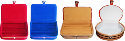 

Funkroo Combo 1 pc blue earring box 1 pc red ear ring box 1 pc brown earring folder 1 pc bangle jewelry vanity case Makeup Vanity Box(Multicolor)