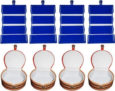 

Funkroo Combo 4 pc blue ear ring folder and 4 pc bangle box Makeup Vanity Box(Multicolor)