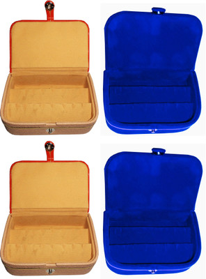 

Funkroo Combo 2 pc earring box and 2 pc blue ear ring folder vanity case Makeup Vanity Box(Multicolor)