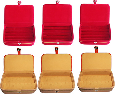 

Funkroo combo deal 3pc red ring box & 3pc brown earring vanity box Makeup Vanity Box(Multicolor)