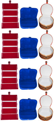 

Funkroo Combo 4 pc red earring folder 4 blue ear ring box and 4 pc bangle box jewelry vanity case Makeup Vanity Box(Multicolor)