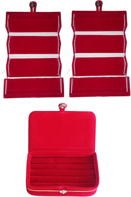 

Funkroo Combo 2 pc red earring folder and 1 red ear ring box jewelry vanity box Makeup Vanity Box(Multicolor)