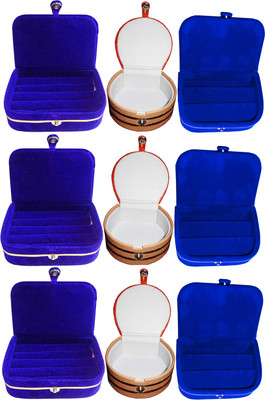 

Funkroo Combo 3 pc blue ring box 3 pc blue ear ring box and 3 pc bangle box Makeup Vanity Box(Multicolor)